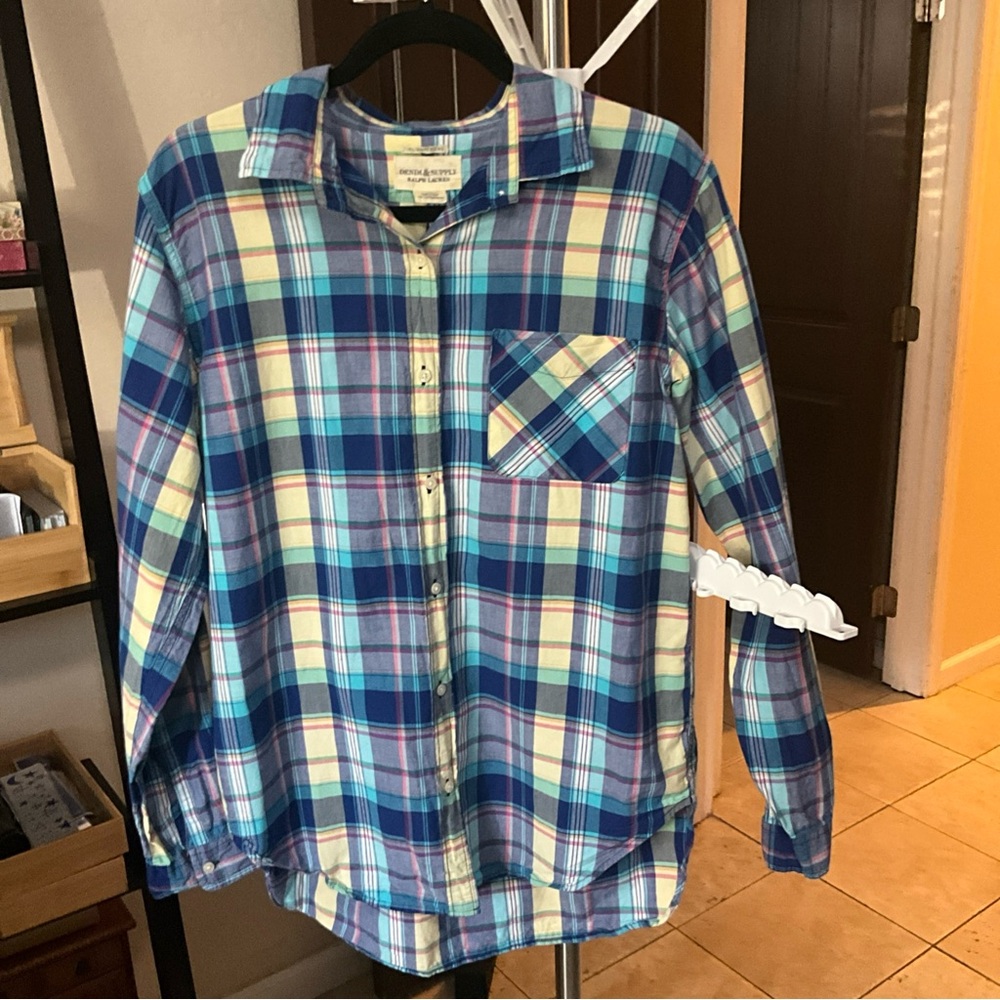 Ralph Lauren Denim & Supply Boyfriend blue plaid  size Large